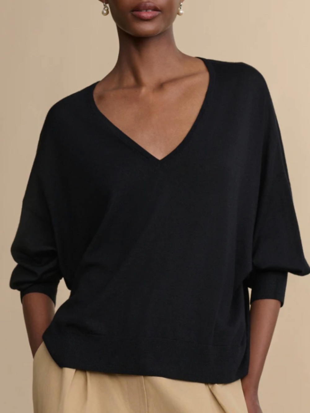 Jenni Kayne Dree V Neck Sweater Black